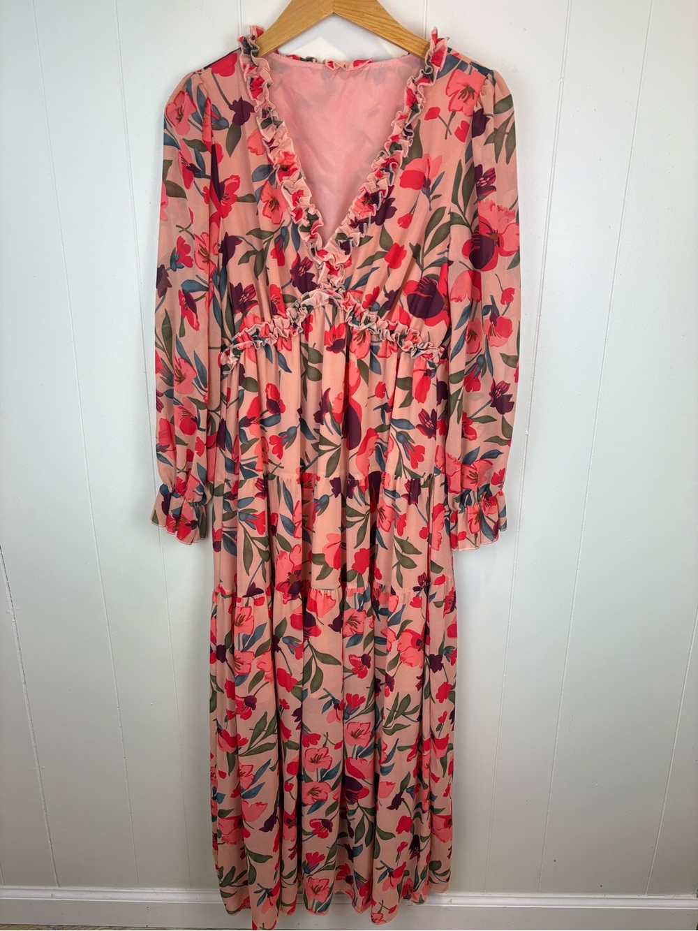 Empire Waist Babydoll Long Sleeve Maxi Dress